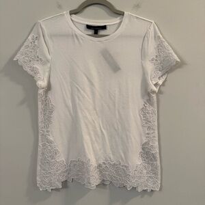White House Black Market White Lace Accent Tee